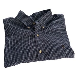 Ralph Lauren Shirt Mens XL Navy Brown Plaid Classic Fit Button Down Long Sleeve